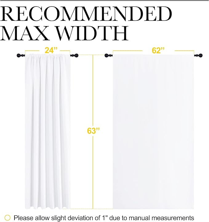 NICETOWN White Curtains, 50% Light Blocking Curtain Panels for Bedroom, Home Decoration Easy-Care Solid Rod Pocket Draperies/Drapes, Window Covering for Kitchen (2 Panels, 62 by 63, White) - Image 7