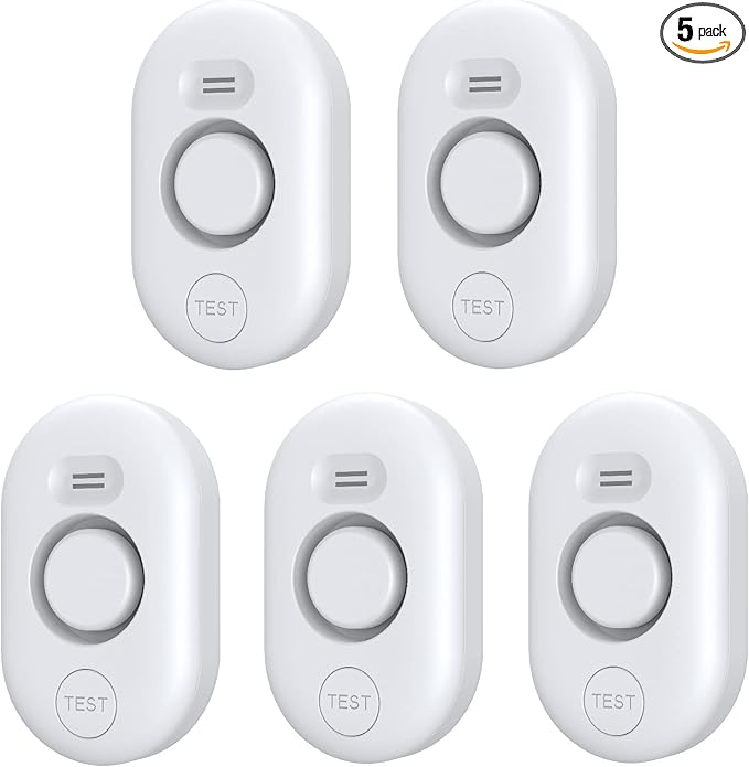 Water Leak Detector Sensor Alarm: Water Flooding Monitor for Home Adjustable Wet Moisture Alert Smart Sink Overflow Monitoring Pipe Leakage Drip Detection Warning for Basement Floor (5*Sensor) by METAK