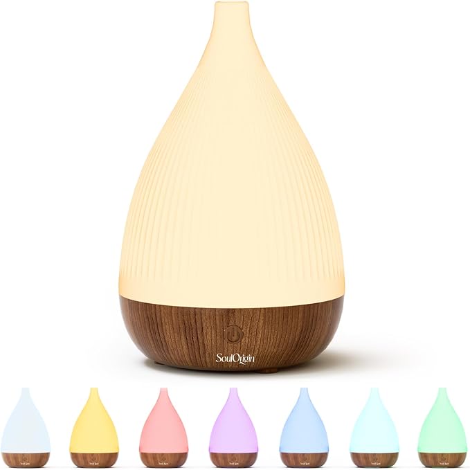 Ultrasonic Essential Oil Diffuser, Home Fragrance Aroma Diffuser with Auto Shut-Off, 8-Color Night Light & Ultra-Quiet Operation, BPA-Free Portable Aromatherapy Humidifier for Home (Dark) by SoulOrigin