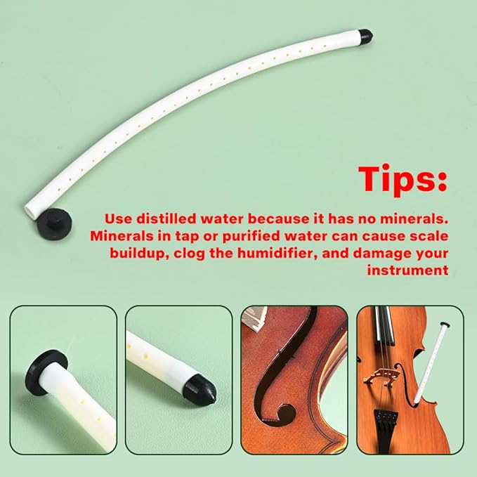 Cello Humidifier for 4/4 and 3/4 Size - F-Hole Moisture Tube with High-Absorption Sponge - Helps Prevent Wood Cracking and Warping (12.99 Inch, Milky White) - Image 6