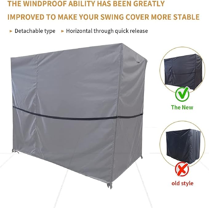 Outdoor Swing Cover - Triple Seater Hammock & Garden Swing Glider Chair - UV Resistant Canopy - Black (58 * 49 * 67) inches - Image 3