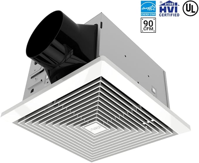 BV Bathroom Exhaust Fan 90CFM - Bathroom Fan 0.9 Sones, 4" Duct Collar,Rooms Up to 80-90 Sq. Ft. |Energy-Saving Ventilation Fan - No Attic Access & Ultra-Quiet | Energy Star, HVI 2100, UL Certified - Image 2