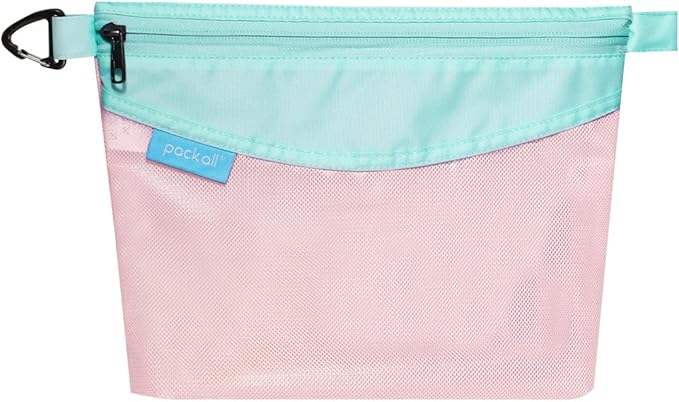 pack all Water-resistant Material Zipper Pouch, Mesh Zipper Bag for Storage, Travel, Office (Medium, Pink) by packall