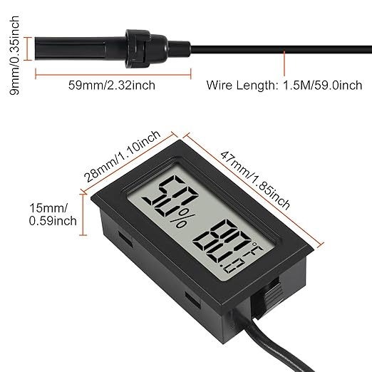 6Pcs Mini Digital Thermometer Hygrometer Gauge Indoor with Probe Sensor LCD Display Meter Temperature Humidity Fahrenheit Meter for Incubator Reptile Plant Tank Garden ℉ - Image 5
