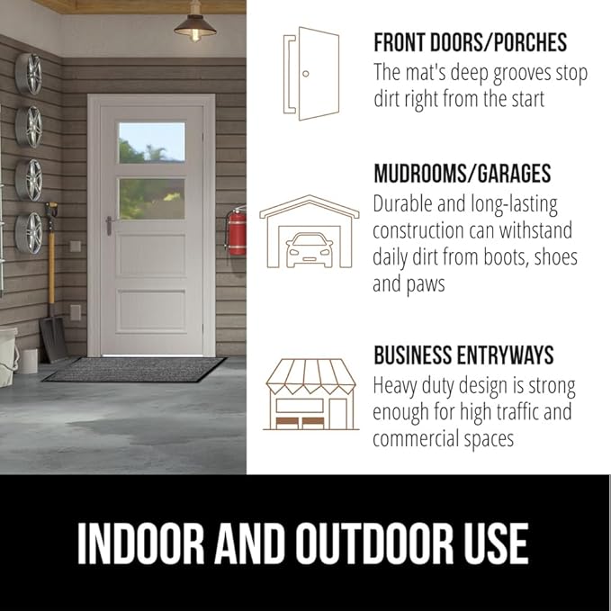 GORILLA GRIP Waterproof Traffic Guard Door Mat, Heavy Duty Entryway Mats, Strong Backing Commercial Utility Rugs for Office Hallway, Garage Floor and Home, Low Profile Carpet, 29x17, Light Grey - Image 7