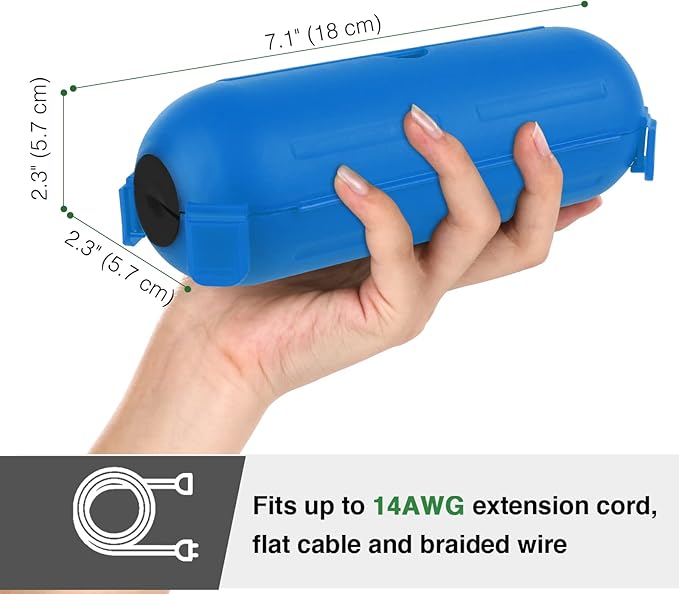 Flemoon [3 Pack] Outdoor Extension Cord Cover, IPX4 Waterproof Box and Safety Housing Case, Ideal to Protect Outdoor Plugs, Electrical Connections, Holiday Decoration Lights, Size Small, Blue - Image 3