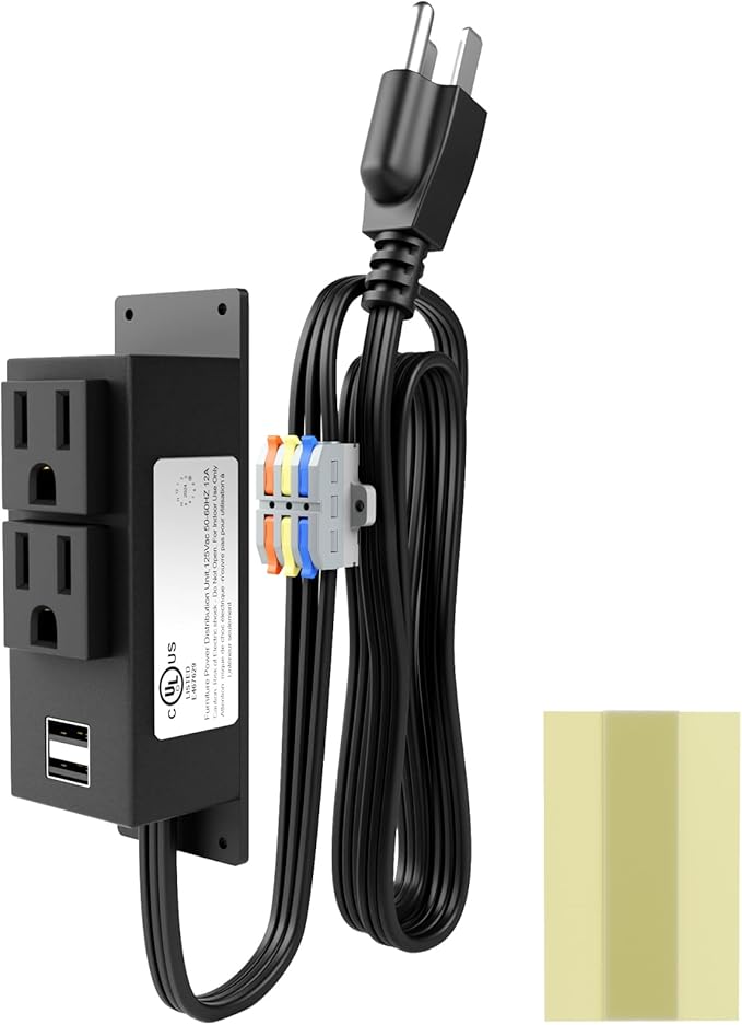 Gun Safe Power Outlet Kit- Multi Electrical Outlet Kit for Gun Safe Accessory Charging, with 2 Outlets & 2 USB Slots for Dehumidifiers Lights, 6.9FT Power Cable, Tape Included, UL Listed by OELFFOW