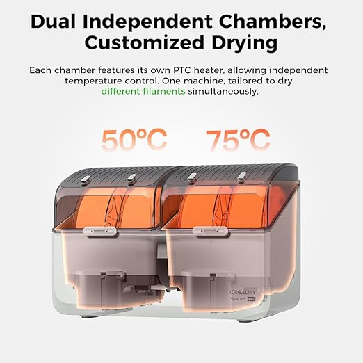 Creality Space Pi X4L Filament Dryer Box,4 Spools Filament Storage Box with Dual Independent Heating Chambers,200W PTC Heats Up to 75°C Rapid Drying for PLA,PETG,TPU,ABS,PET,PC,ASA,PA - Image 4