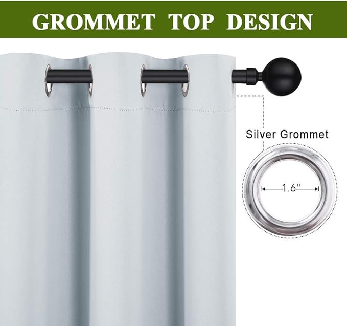 NICETOWN Cloud Grey Window Curtain and Drape Easy Care Solid Thermal Insulated Grommet Room Darkening Drapery for Kid's Room (1 Panel, 42 by 84) - Image 3