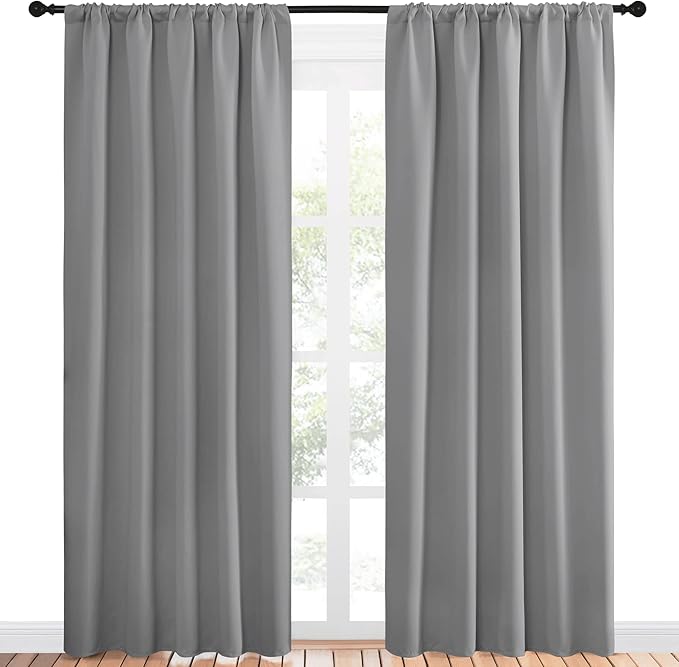 NICETOWN Blackout Curtains 84 inches Length - Energy Efficient & Noise Reducing Thermal Insulated Rod Pocket Blackout Drapes/Draperies for Living Room (Silver Grey, 2 Panels, W52 inches x L84 inches) - Image 2