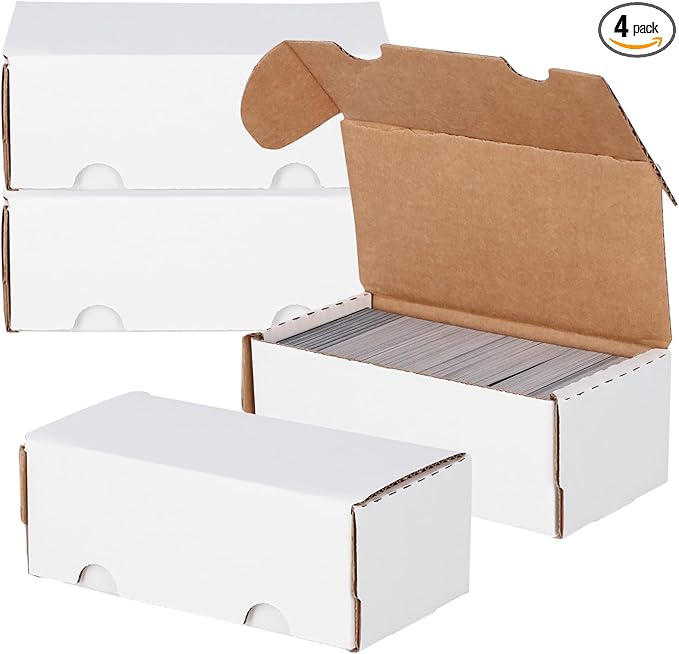BCW 400-Count Trading Card Storage Box | Baseball Card Storage Box for Sports Cards | Cardboard Organizer for Football, Basketball & More - 4 Pack by BCW