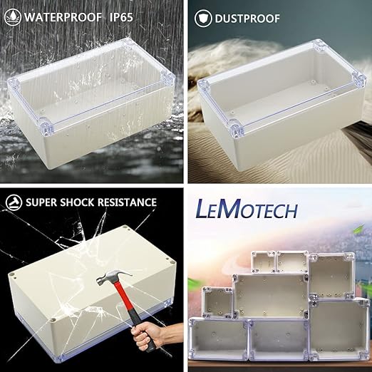 LeMotech ABS Plastic Junction Box Dustproof Waterproof IP65 Electrical Enclosure Box Universal Project Enclosure Grey with PC Transparent Clear Cover 7.9 x4.7 x2.9 inch(200 x120 x75 mm) - Image 7