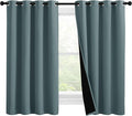 NICETOWN 100% Blackout Curtains 57 inches Long, Double-Deck Completely Blackout Window Treatment Thermal Insulated Lined Drapes for Small Window (Greyish Blue, 1 Pair, 55 inches Width Each Panel) by NICETOWN