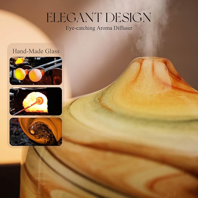 Porseme 500ml Glass Essential Oil Diffuser Aromatherapy Ultrasonic Cool Mist Humidifier 15-21 Running Hours Waterless Auto-Off Air Diffusers for Sleeping Yoga Office Working Spa and Rest (Jupiter) - Image 5