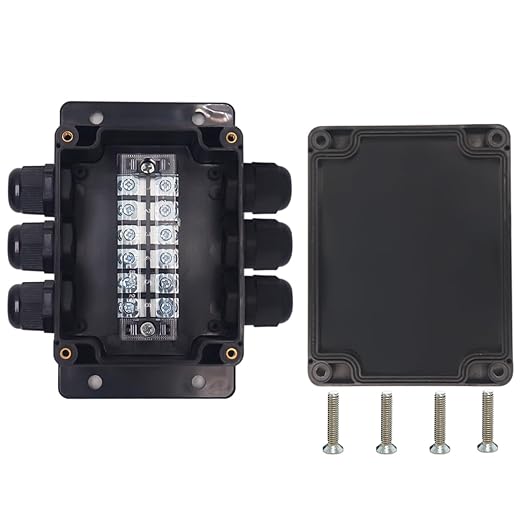 Watertight Junction Box, IP67 Waterproof Electrical Project Box with 6P 25A Barrier Terminals,3 in/3 Out Cable Glands Electronic Enclosure 4.53" x 3.54" x 2.17" by YETLEBOX