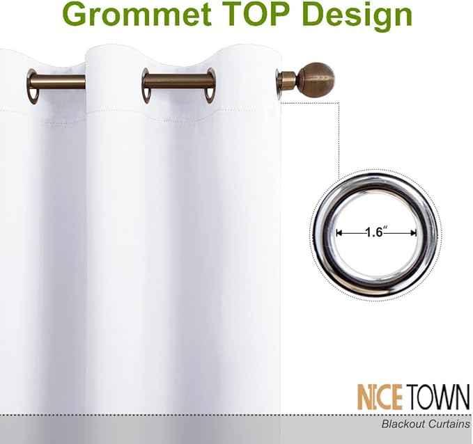 NICETOWN Extra Wide and Long Curtain - Thermal Insulated Drape Voice Canceling for Room Divider/Patio/Glass Door (White, 100 inches Width, 108 inches Length, Single Piece) - Image 2