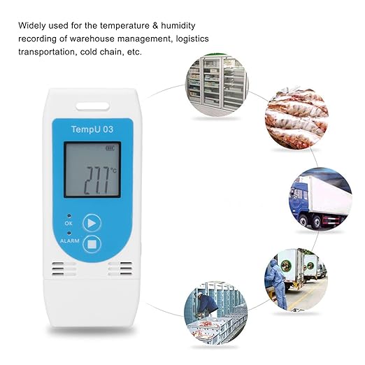 Temperature Humidity Data Logger, USB Digital Temp Recorder Humidity Logger with PDF&CSV Report, Reusable Refrigerator Thermometer Hygrometer with 32000 Recording for Warehouse Management - Image 3