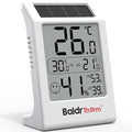 BaldrTherm Room Thermometer Indoor Humidity Meter, Solar-Powered 3.2'' Digital Temperature Sensor Monitor with Max/Min Reading, Comfort Indicator for Baby Room, Home, Office, White, 1Pack by BaldrTherm