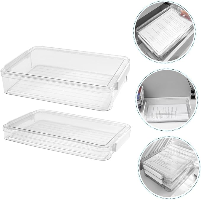 A4 Document Storage Box Set, 2pcs Flat Tall File Organizer with Card Holder and Certificate Keeper for Office Desktop Filing and Document Management - Image 7
