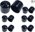 Acocony 1 Inch Rubber Cap Round Rubber End Caps PVC Flexible Protector Plastic Plugs for Round Holes Black Pack of 12 by Acocony