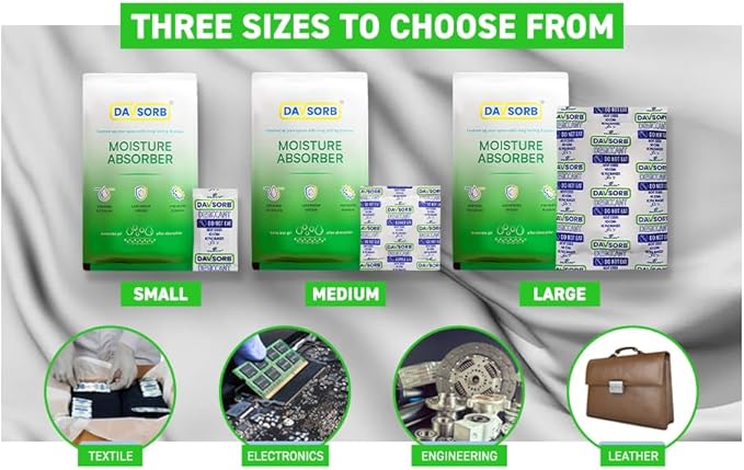 DAVSORB Dehumidifier Room Moisture Absorber - Jumbo Large Pack of 10, 100g Each Sachet for Home, Electronic Items, Wardrobe & Shoe Racks | Fights Excess Moisture - Image 7
