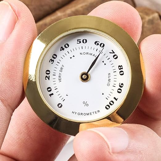 Golden Upgraded Hygrometer Humidity Meter Mini 38mm Round Glass Analog Hygrometers Suitable for Humidors Guitar Violin,Thermometer Hygrometers for Weather Hygrometer with Probe - Image 7