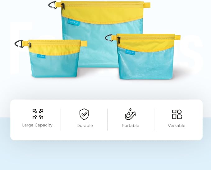 pack all 3 Pcs Water-Resistant Material Zipper Pouch Set, Mesh Zipper Bags for Storage, Travel, Office (Blue) - Image 8