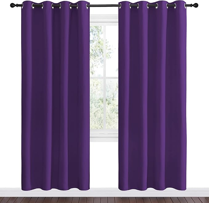 NICETOWN Purple Blackout Curtains 78 inches Long, Niose Reducing and Thermal Insulated Room Darkening Curtains for Girls Bedroom Living Room Window Decoration (55 inches Wide, 2 Panels) - Image 2