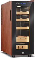 Electric Humidor with Leather-35L Cooling & Heating Humidor, Smart Touch Control Humidity & Temp, Humidors wtih Spanish Cedar Wood Tray and Drawer, Digital Display, Safety Lock, Desktop Gift for Men by Velivi