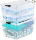 IRIS USA 94 Qt Stackable Plastic Storage Bins with Lids, 2 Pack - BPA-Free, Made in USA - See-Through Organizing Solution, Latches, Durable Nestable Containers, Secure Pull Handle - Clear by IRISUSA