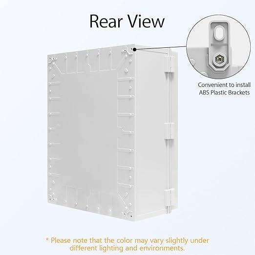 Electrical Box IP65 Waterproof Dustproof ABS Plastic Enclosure Outdoor and Indoor Project Box Hinged Cover with Mounting Plate Wall Brackets, Outer Dimension 19.7"x 15.7" x 7.9", Grey - Image 5
