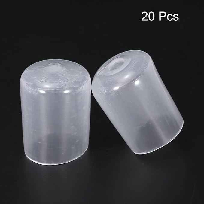 uxcell 20pcs Rubber End Caps 19mm(3/4") ID Vinyl PVC Round Tube Bolt Cap Cover Screw Thread Protectors Clear - Image 2
