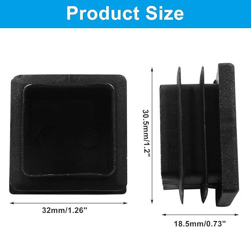 12 Pack 1-1/4" Square Plastic Plugs, Black Tubing End Caps Plugs Insert for Square Tube and Furniture Legs - Image 2