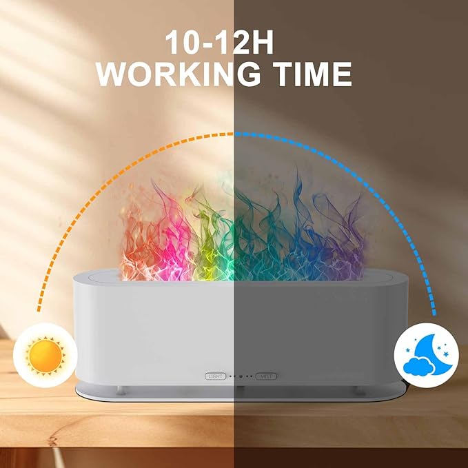 2025 Upgraded Flame Fire Diffuser Humidifier, 7 Colors Changing Oil Diffuser, Ultra-Quiet Aroma Essential Oils Aromatherapy Diffusers for Large Room, Bedroom, Office(200ml Auto Off,Timeable,12Hrs) - Image 5
