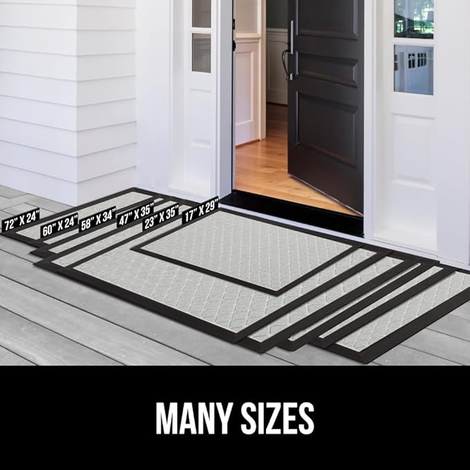 GORILLA GRIP 100% Waterproof All-Season WeatherMax Doormat US Designed Natural Rubber, Stain and Fade Resistant, Low Profile Indoor Outdoor Door Mats, Easy Clean Patio Mat, 23x35, Light Gray - Image 8