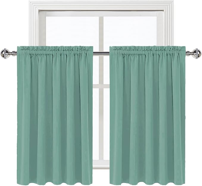 DWCN Blackout Curtains for Living Room Thermal Insulated, Energy Saving & Noise Reducing Bedroom Curtains, Sage Green, W 60x L 36 Inch, Set of 2 Rod Pocket Curtain Panels - Image 9