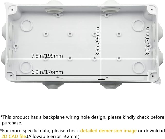 LeMotech ABS Plastic Dustproof Waterproof IP65 Junction Box Universal Electrical Project Enclosure White 7.9 x 3.9 x 2.8 inch (200 x 100 x 70 mm) - Image 3