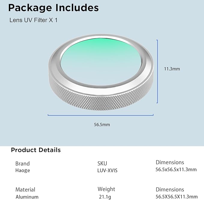 Haoge MC UV Camera Lens Protection Filter for Fujifilm X100VI Fuji X100V Camera Accessory with Integrated Adapter Ring Silver LUV-XVIS-Multi Waterproof Nano Coated HD Optical Glass - Image 9