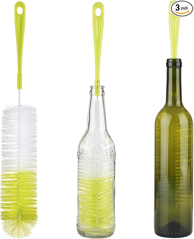 ALINK 3-Pack Long Narrow Neck Bottle Cleaning Brush for Beer, Wine, Flask, Thermos, Sport Well, Brewing Bottle and Hummingbird Feeder and Long Narrow Neck Sport Bottles by ALINK