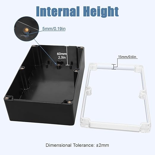 LeMotech Electrical Box Clear Cover Project Box IP65 Waterproof Junction Box ABS Plastic Case Universal Enclosure for Electronics, Black 9.0"x 5.9"x 3.1"(230x150x85mm)(Pack of 1) - Image 3