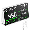 7-in-1 Indoor Air Quality Monitor,Desktop CO2/TVOC/HCHO Detector with Temperature,Humidity,Time & Date Display,High Accuracy,Ideal for Wildfire Monotoring,Home,Office,and School Use by VANLUDAMETER