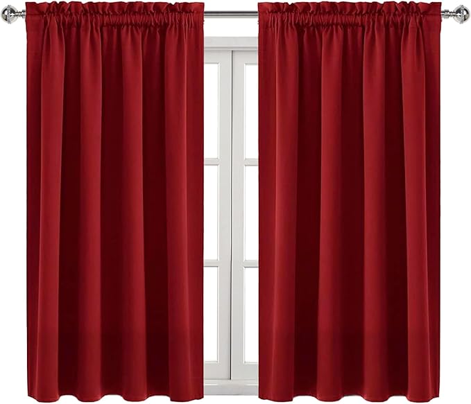 DWCN Christmas Burgundy Room Darkening Blackout Curtains - Thermal Insulated Privacy Energy Saving Window Curtain Drapes 52 x 45 inch Length, Set of 2 Bedroom Living Room Curtains - Image 9