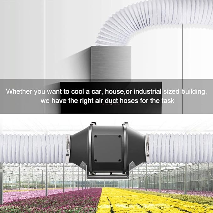 4Inch 10FT Long Flexible Aluminum Air Ducting, Heavy-Duty White 4 Layer Dryer Vent Hose, Dryer Duct for HVAC Ventilation,duct fan systems, 2 Stainless Steel Clamps Include - Image 6