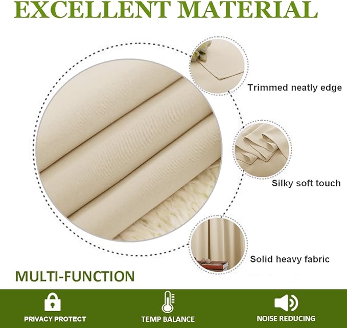 NICETOWN Bedroom Curtain Room Darkening Drapery - Biscotti Beige Room Darkening Drape/Panel for Bedroom, Grommet Top 1 Panel, 70 x 63 inches Long, Thermal Insulated, Privacy Assured - Image 4