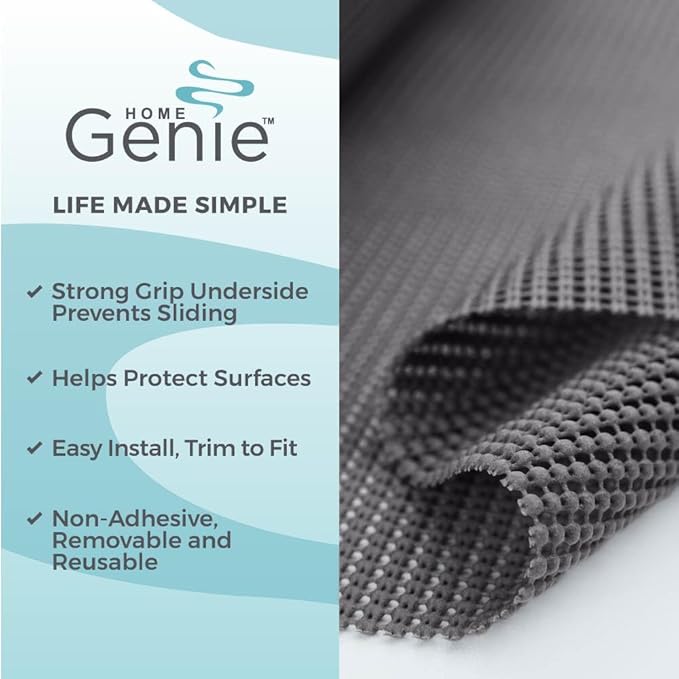 HOME GENIE Shelf Drawer and Cabinet Liner, Durable with Strong Grip, 17.5 IN x 10 FT, Non Adhesive Liners Protect Kitchen Cabinets and Cupboard, Pantry, Bathroom Drawers and Shelves, Desks, Slate Gray - Image 2