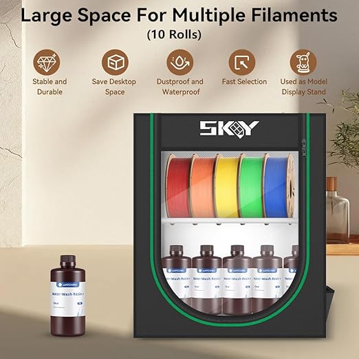 3D Printer 10 roll Pack Storage Box, 3D Printing Filament Storage Rack Dustproof and Waterproof Box for Storage and Easy to Store - Image 2