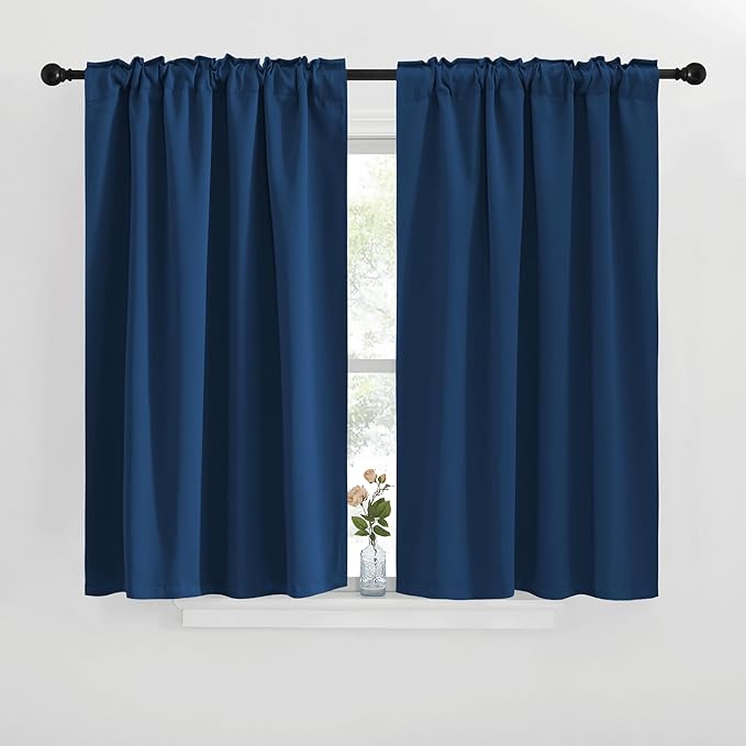 NICETOWN Blackout Curtain Panels for Living Room - (Moroccan Blue Color) 42x36 inch, 2 Panels Set, Room Darkening Blackout Drapes for Window - Image 2