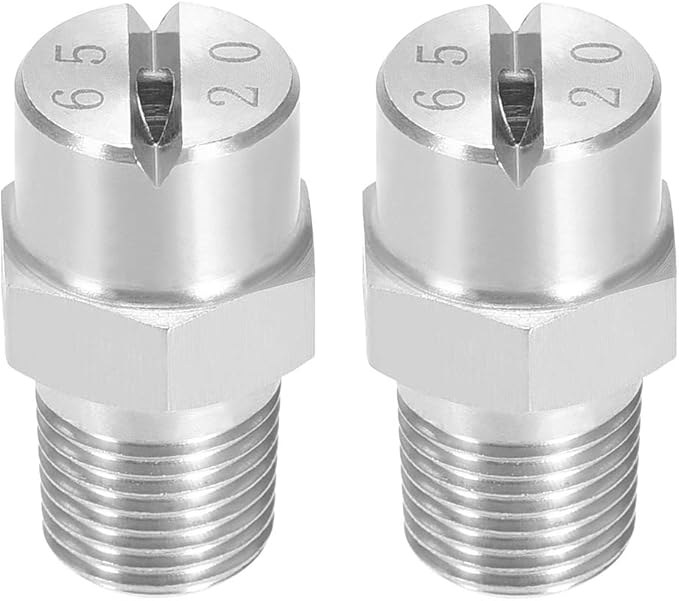 uxcell Flat Fan Spray Tip - 1/8BSPT Male Thread 304 Stainless Steel Nozzle - 65 Degree 2.8mm Orifice Diameter - 2 Pcs by uxcell