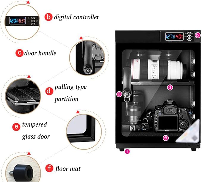 INTBUYING Camera Dry Cabinet 30L Electronic Dry Cabinet for Camera Lens Storage with Lock 2 Layers Intelligent Temperature Humidity LED Screen Noiseless - Image 5
