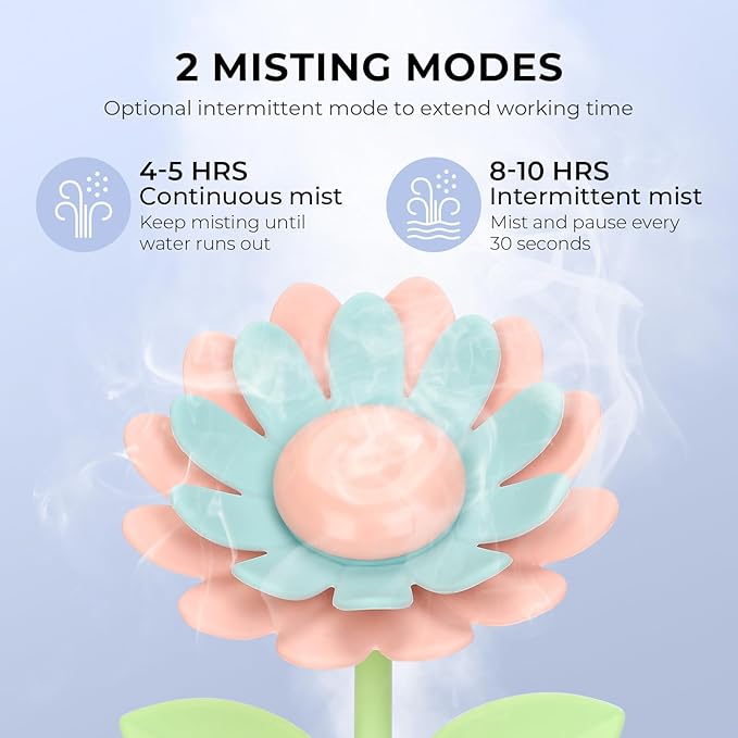 Sunflower Small Humidifier for Plant, Cool Mist Mini Humidifiers for Bedroom, Desk Personal Humidifiers with Diffuser for Indoor Office Car, Portable Humidifier for Travel - Pink 260ml - Image 5